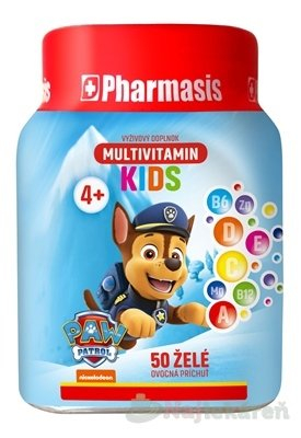 PHARMASIS Multivitamin kids labková patrola želé pre deti modré 50 ks