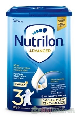 Nutrilon 3 Advanced Vanilla batoľacia mliečna výživa v prášku 800 g