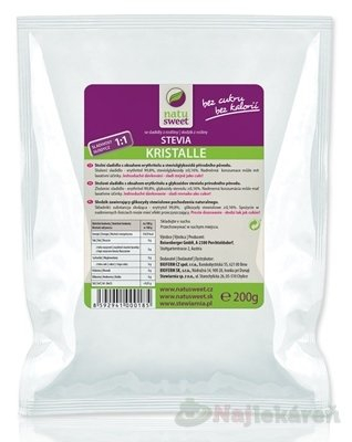Natusweet stevia kristalle 1:1 sladidlo, práškové 1x200 g