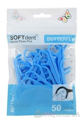 SOFTDENT Dentálne špáradlá s niťou butterfly v uzatvárateľnom obale 50 ks
