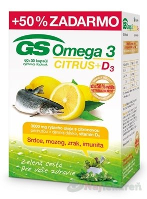 GS Omega 3 CITRUS + D3, 90ks