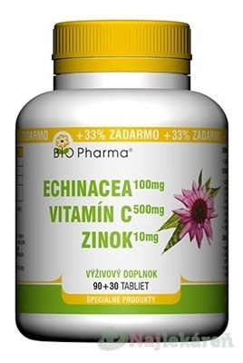 MedPharma Echinacea 100 mg + VitamínC 500 mg + Zinek 10 mg 120 tablet