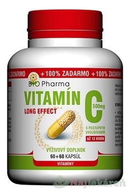 BIO-Pharma Vitamín C 500 mg long effect 120 kapslí