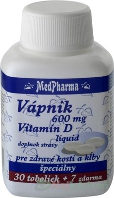 MEDPHARMA Vápnik 600 mg + vitamín D liquid 30 + 7 tabliet ZADARMO