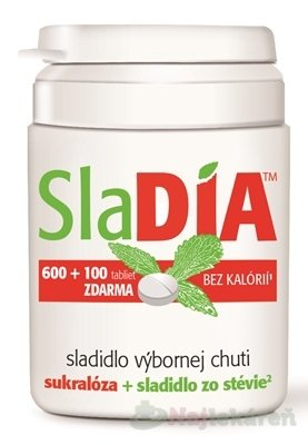 SlaDia sladidlo - sukralóza + sladidlo zo stévie 700 tabliet