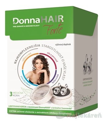 Donna hair forte 3-měsíční kúra cps 90 ks + náušnice swarovski, 1x1 set