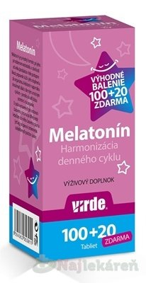 Virde melatonín výhodné balenie tbl 100 + 20 zdarma (120 ks)