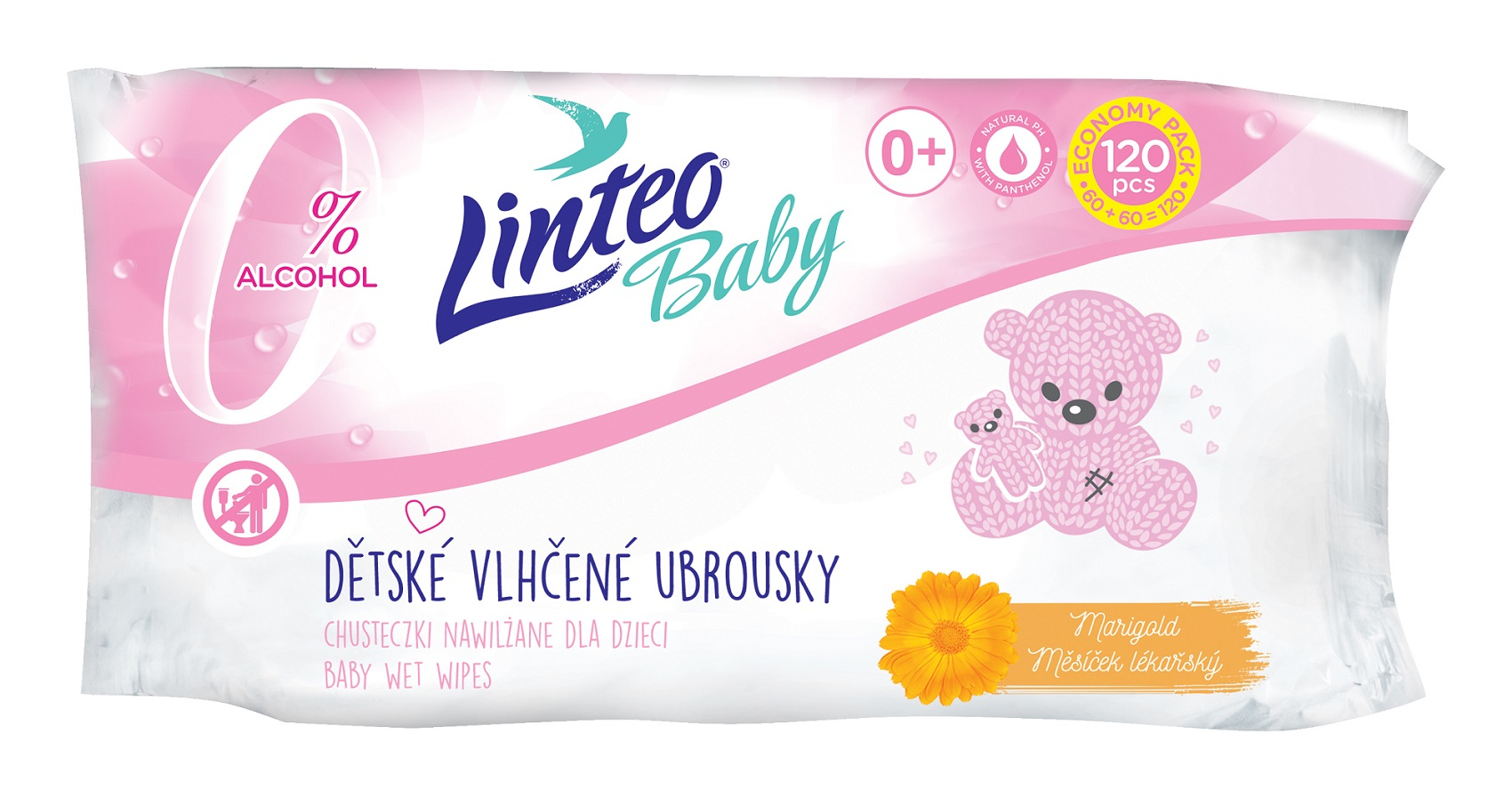 LINTEO - servetele umede pentru bebelusi Baby 120 buc Soft si cremă