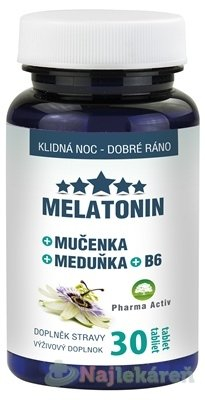 PHARMA ACTIV Melatonín + mučenka + meduňka + B6 30 tabliet
