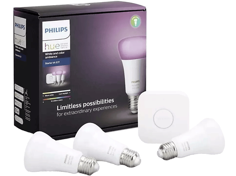 Philips HUE Color & Ambiance 9W A60 E27-ljuskällor Starter Kit 3-pack