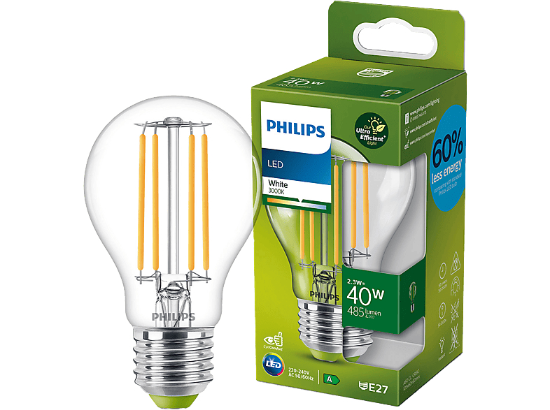 Philips LED 2,3-40 Watt - E27 - 3000K - Energieeffizienzklasse A