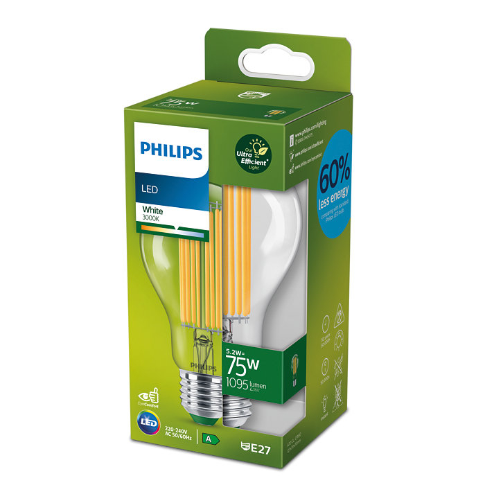 LED bulb Philips 5.2W (75W) E27 3000K