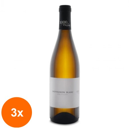 Set 3 x Vin Alb, 1000 de Chipuri, Sauvignon Blanc Sec, 0.75 L...