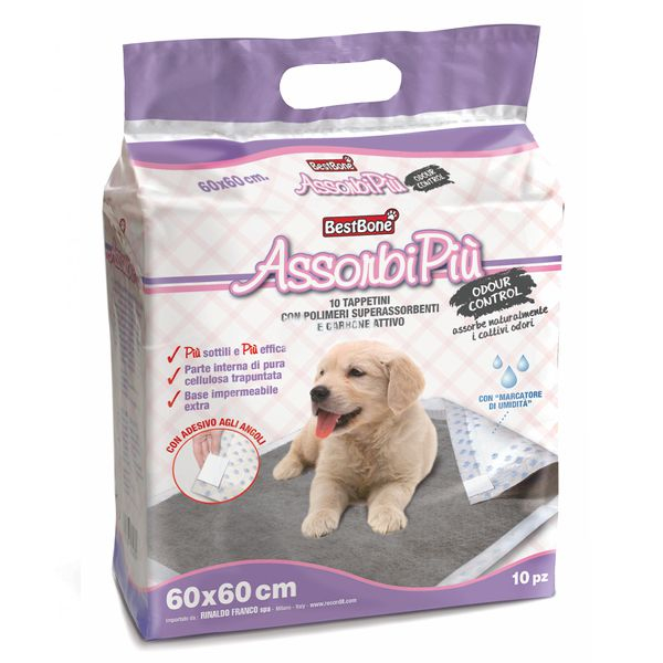 Tampoane igienice pentru câini cu carbon activ 60 x 60 cm, 10 buc