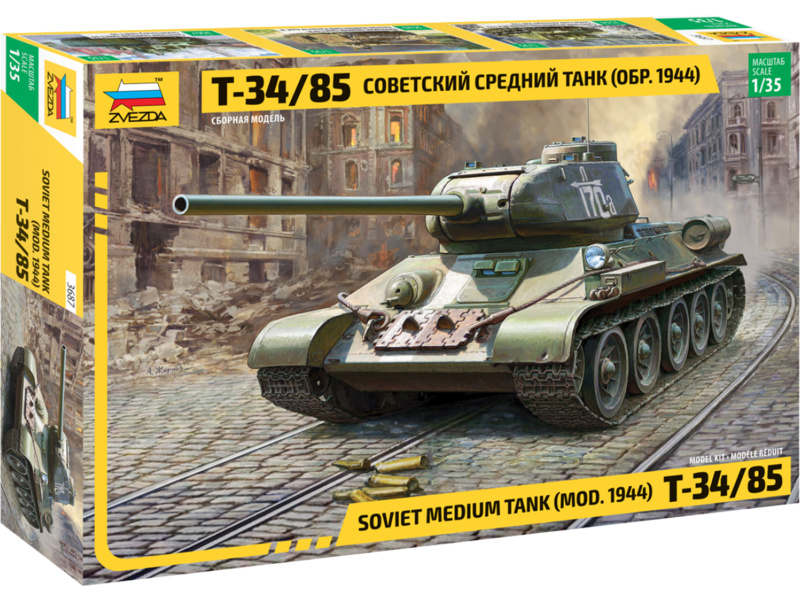 Zvezda: Műanyag tank modell T-34/85 (1:35)