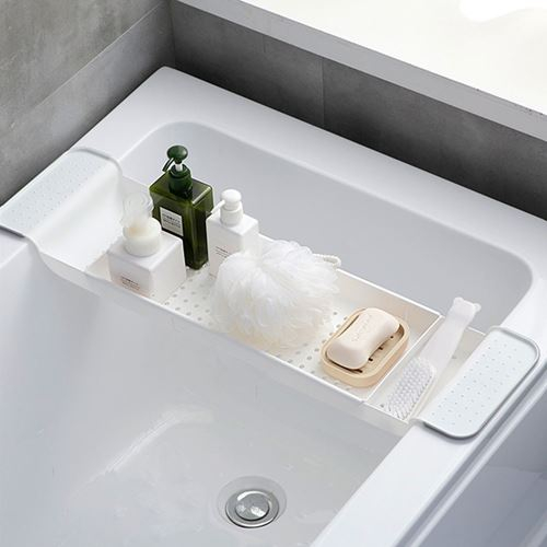 Adjustable bathtub shelf