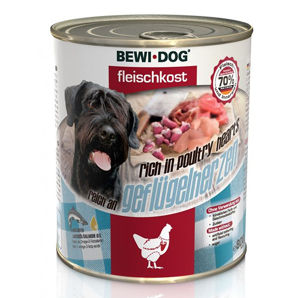 New BEWI DOG konzerv – Baromfiszívek, 800 g