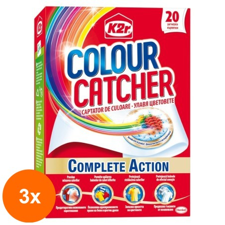 Set 3 x 20 Servetele pentru Captarea Culorii K2r Colour Catcher...