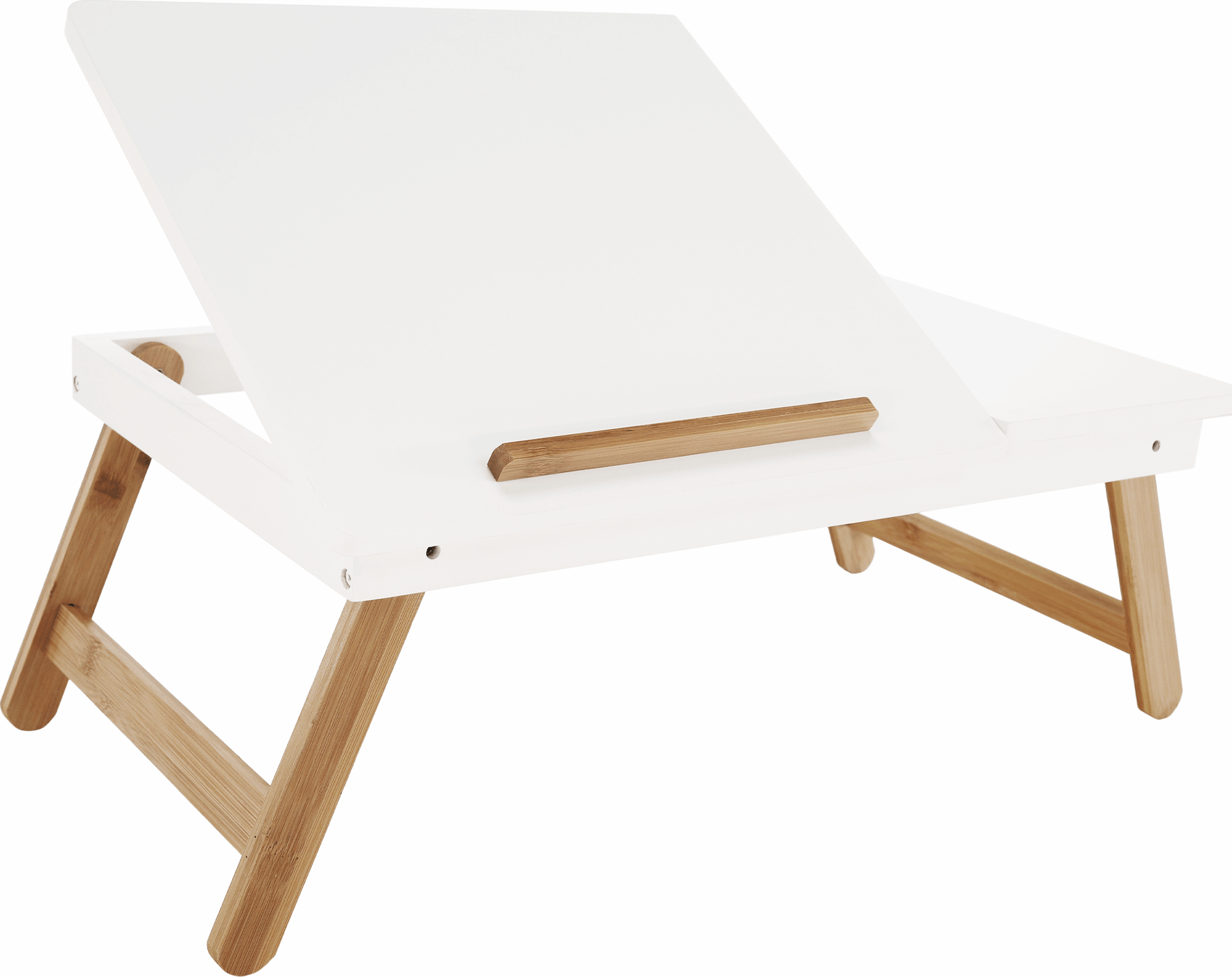 Tempo kondela Příruční stoleček na notebook / držák na tablet, bílá / přírodní bambus, MELTEN