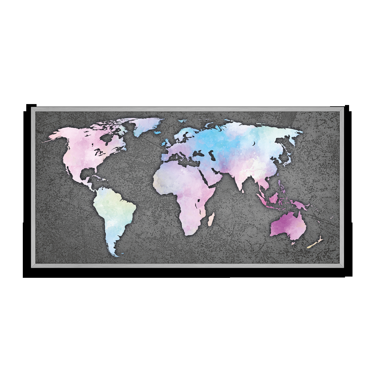 Svět v barvách - textura – beton 1 / růžové odstíny / pěnová kapa deska / stříbrný hliníkový rám / 70×35 cm