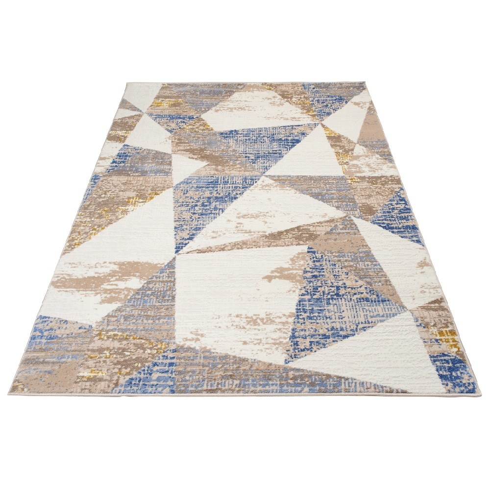 TA Béžovo modrý geometrický koberec Mandy Rozmer: 160x220 cm