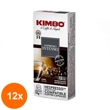 Set 12 x Cafea Kimbo Nespresso Intenso, Capsule, 10 Bucati X 5.5 g...