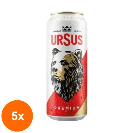 Set 5 x Bere Blonda Ursus Premium, Doza, 0.5 l...