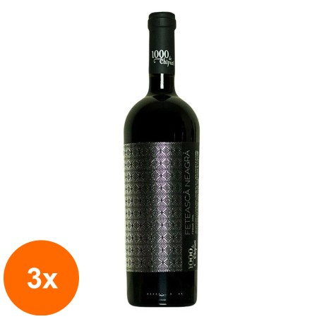 Set 3 x Vin IE de Fintesti Feteasca Neagra 1000 de Chipuri Via Mirabilis Rosu Sec, 0.75 l...