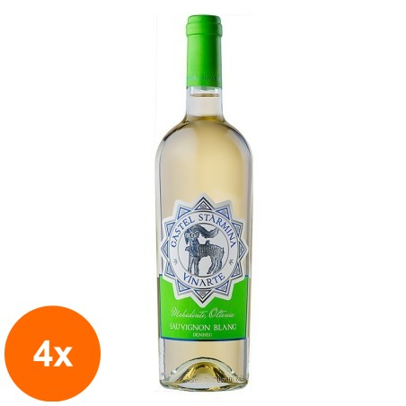 Set 4 x Vin Castel Starmina Vinarte Sauvignon Blanc, Alb Demisec 0.75 l...