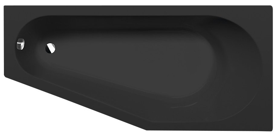 POLYSAN TIGRA 170 x 80cm vaňa pravá asymetrická, akrylátová, čierna matná, 90611BM