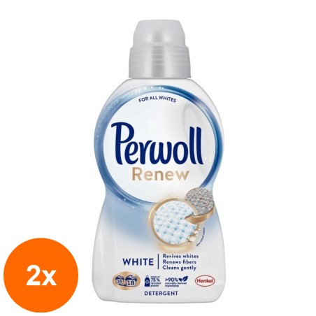 Set 2 x Detergent de Rufe Lichid Perwoll Renew White, 990 ml...