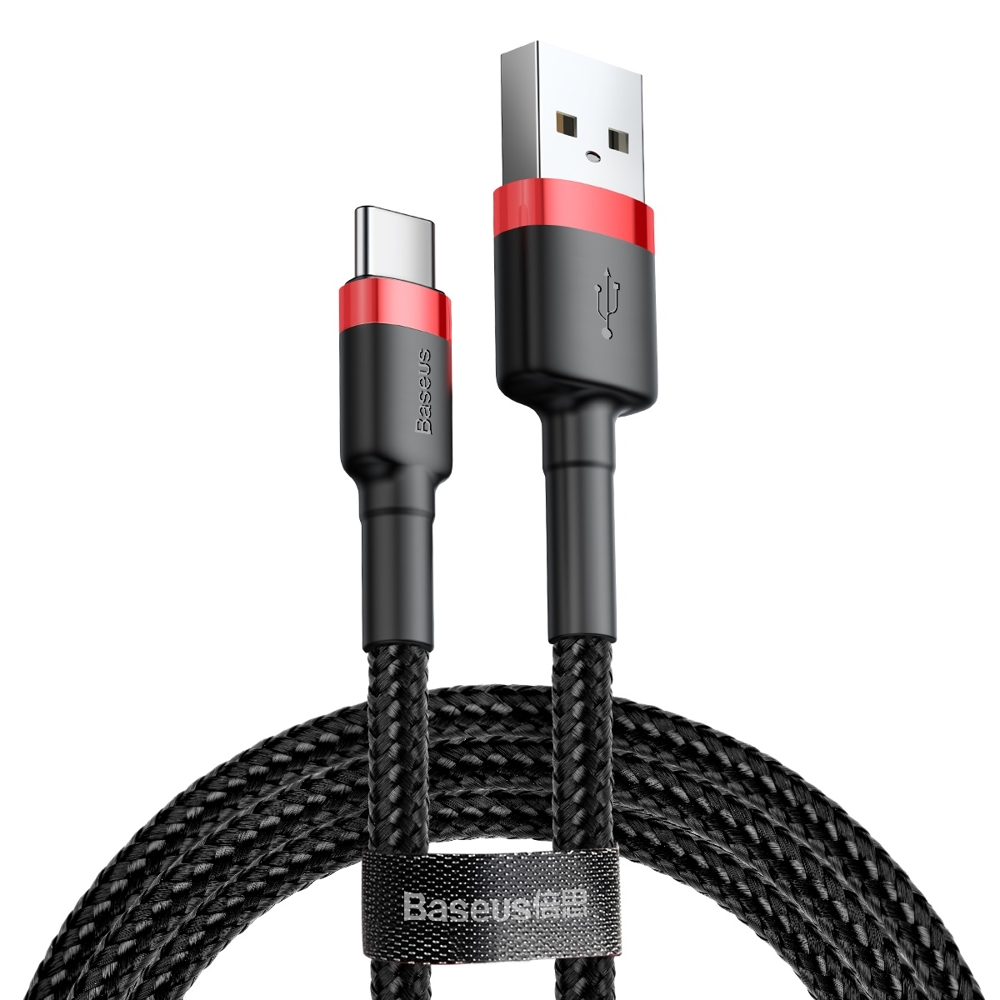 Datový kábel Baseus Cafule Cable USB / USB-C QC3.0 3A 1m černo-červený
