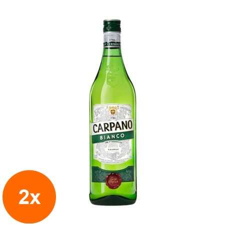 Set 2 x Vermut Branca Carpano Bianco, 14.9% Alcool, Alb, 1 l...