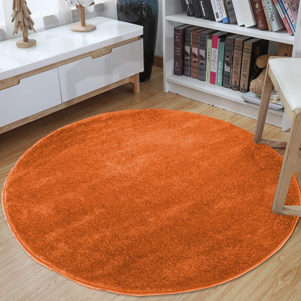 Jednobarevný kulatý koberec oranžové barvy Šířka: 100 cm | Délka: 100 cm