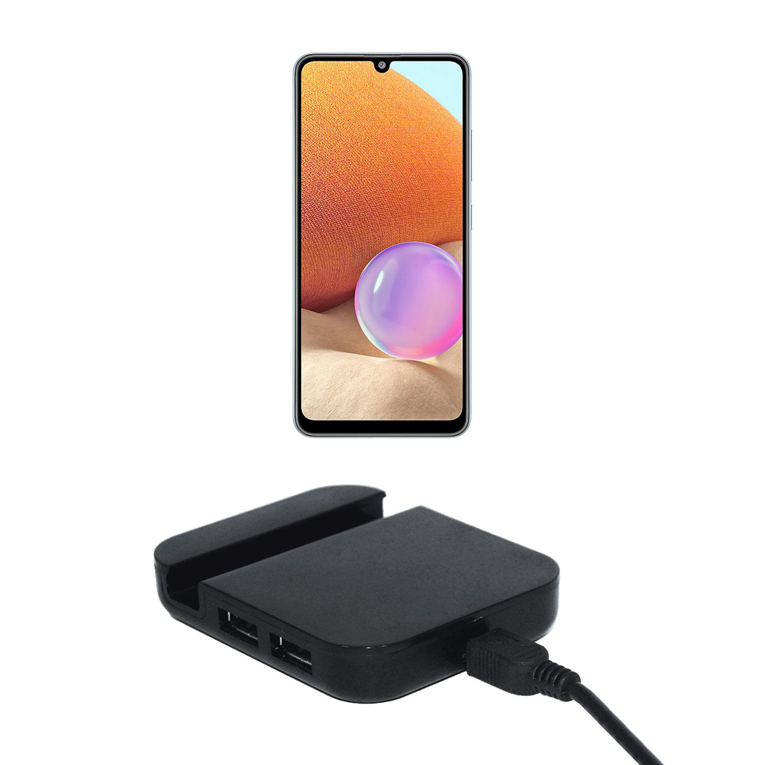 Aquarius 4-Port USB 2.0 Black Hub and Phone Stand - Samsung Galaxy A32 5G